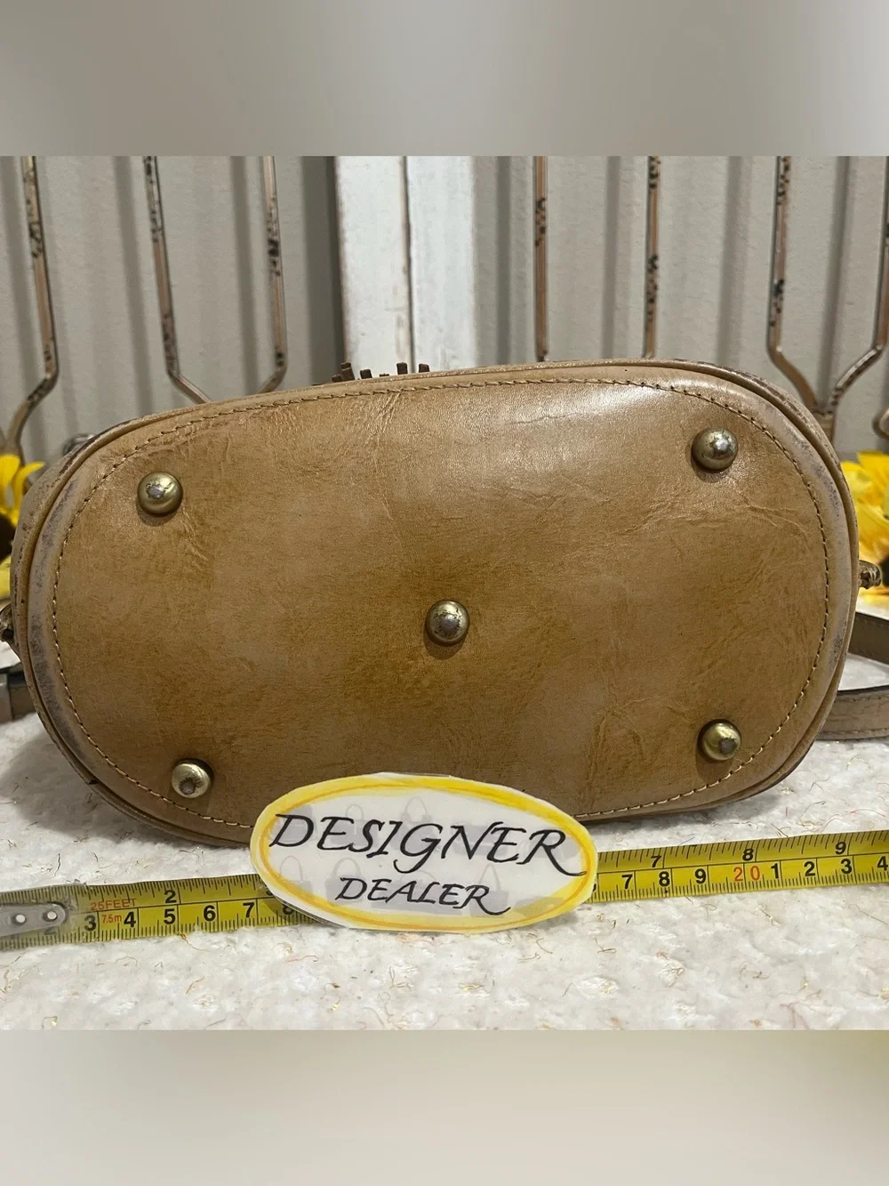 PATRICIA NASH Otavia Tooled  Leather Bucket Bag Natural Tan